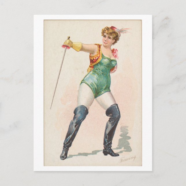 Strong Women Series #24: Fencer Vintag Postkarte (Vorderseite)