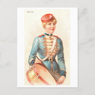 Strong Women Series #35: Schlagzeugerin Vintage Postkarte