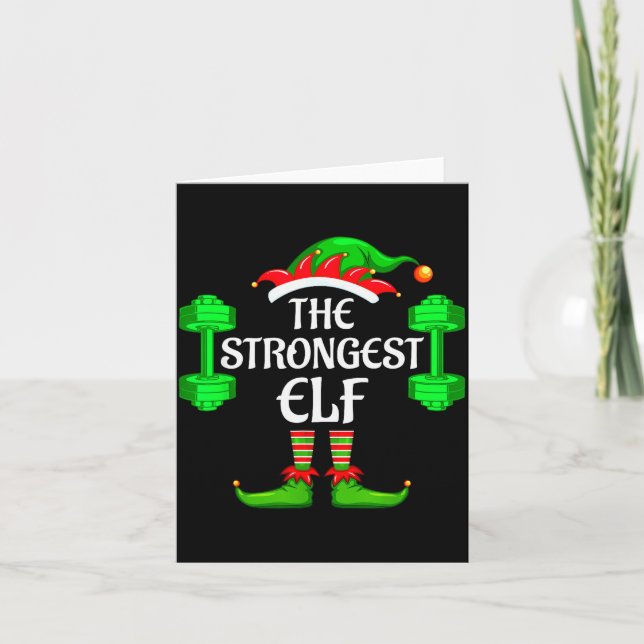 Strongest Elf Matching Family Group Christmas Part Karte (Vorderseite)