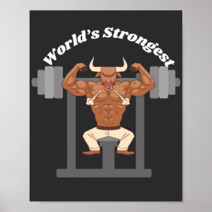 Strongest Man Bodybuilding Bull Poster