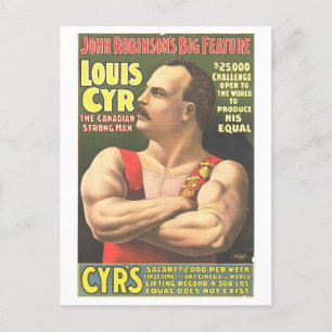 Strongman-Act Vintage Circus-Anzeige Lithographie Postkarte