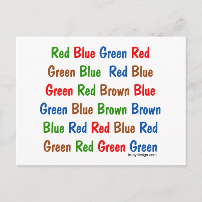 Stroop-Test Postkarte (Vorderseite)