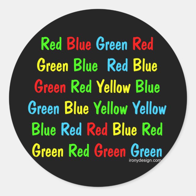 Stroop-Test Runder Aufkleber (Vorderseite)