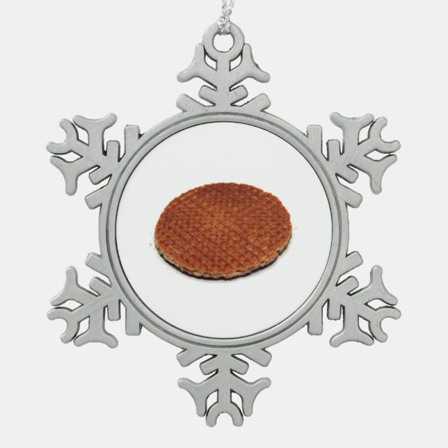 Stroopwafel Schneeflocken Zinn-Ornament (Vorderseite)