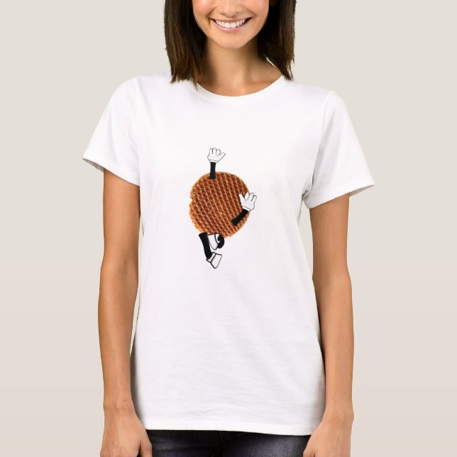 Stroopwafel springt vor Freude. T-Shirt (Vorderseite)