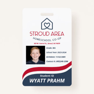 Stroud Area Homeschool Student ID Abzeichen Ausweis