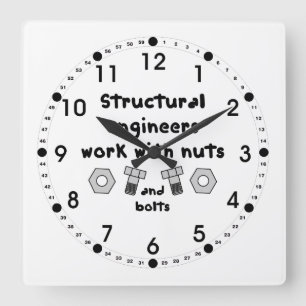 Structural Engineers Work Quadratische Wanduhr