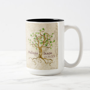 Strudel-Baum-Wurzeln Antiqued personalisiertes Zweifarbige Tasse