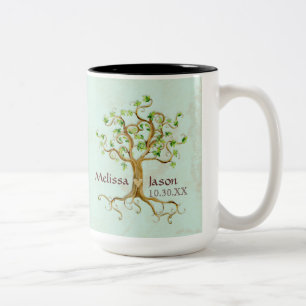 Strudel-Baum-Wurzeln Antiqued personalisiertes Zweifarbige Tasse