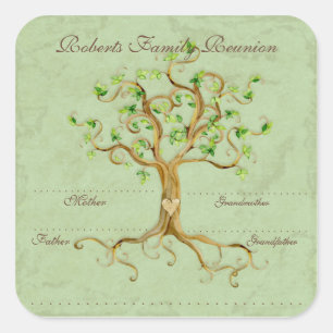 Strudel-Baum-Wurzeln Antiqued Quadratischer Aufkleber
