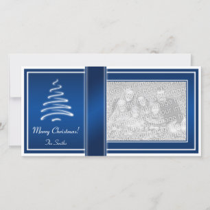 Strudel-Weihnachtsbaum in der blauen und weißen Feiertagskarte
