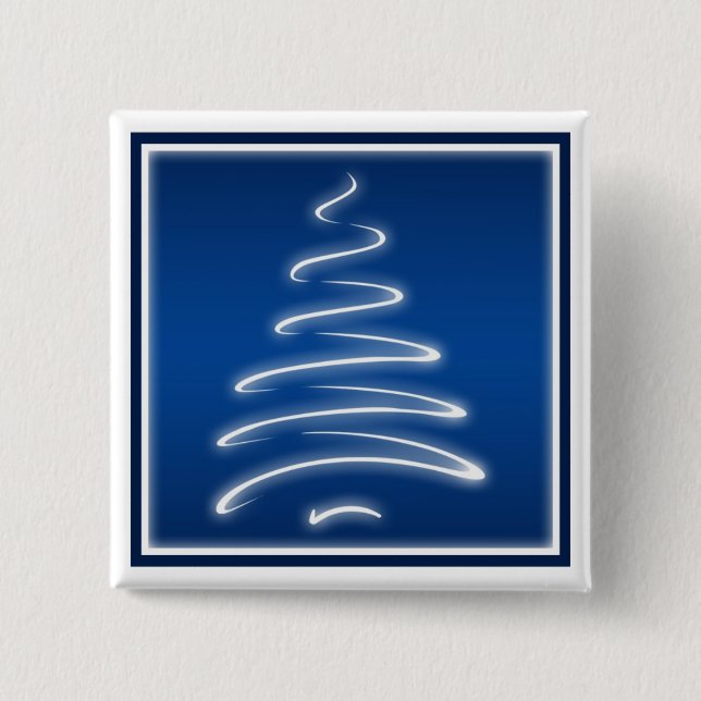 Strudel-Weihnachtsbaum-Knopf im Blau Button (Vorderseite)