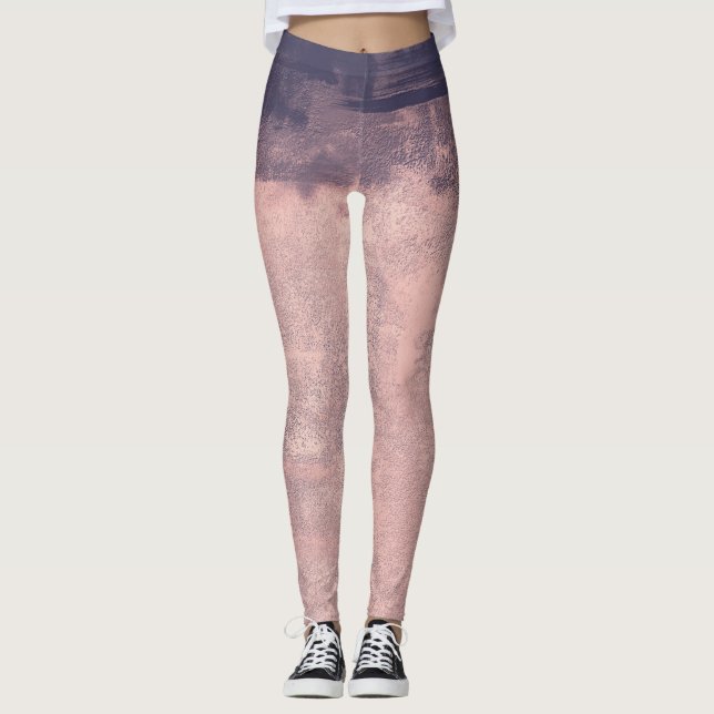 Struktur Art Style Pink 2 Navy Blau Leggings (Vorderseite)