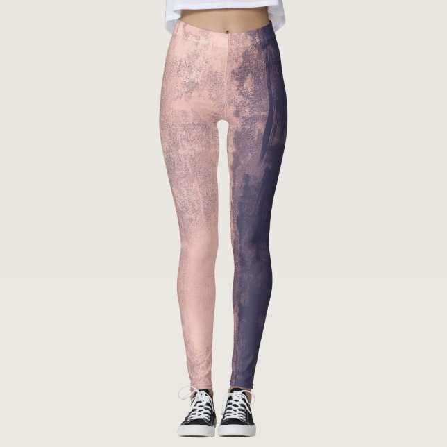 Struktur Art Style Pink Navy Blau Leggings (Vorderseite)