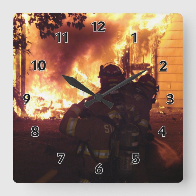 Struktur-Feuer Quadratische Wanduhr (Vorderseite)