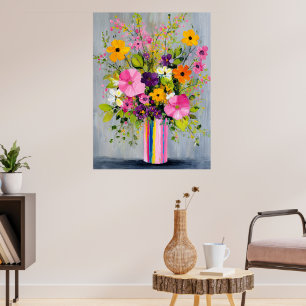 Strukturierte Blumen in einer Vase Poster