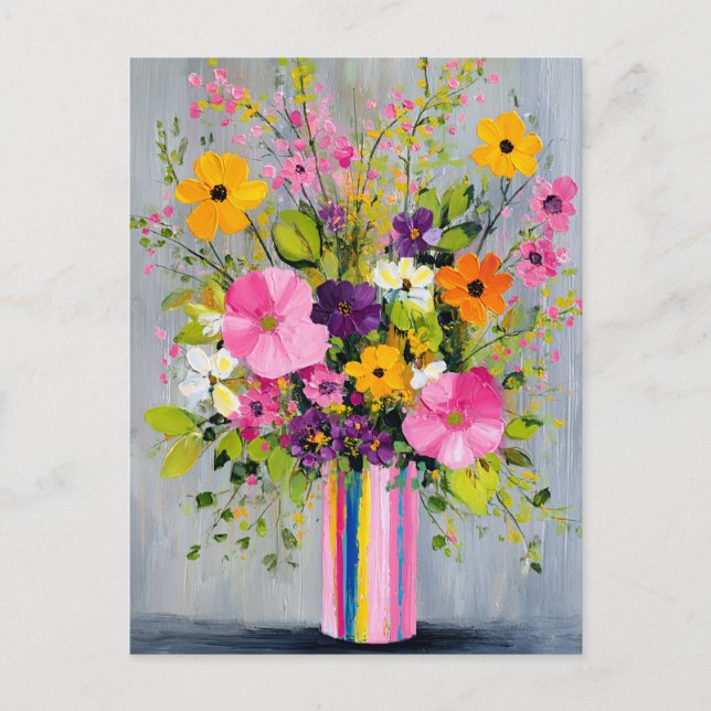 Strukturierte Blumen in einer Vase Postkarte (Vorderseite)