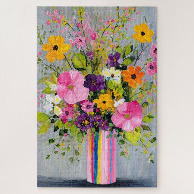 Strukturierte Blumen in einer Vase Puzzle (Vertikal)