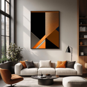 Strukturierte Bronze- und Orange-Abstrakte Geometr Poster