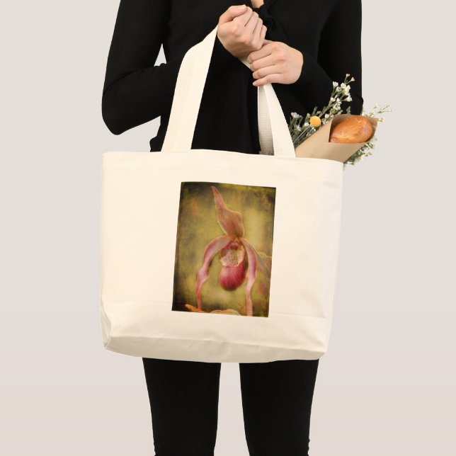 Strukturierte Frauenschuh Orchidee Jumbo Stoffbeutel (Vorderseite (Produkt))