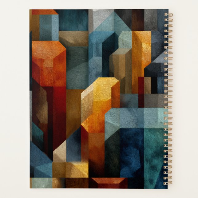 Strukturierte geometrische abstrakte blaue orange  planer (Rückseite)