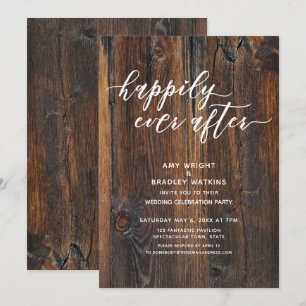 Strukturierte Holz Handschrift Glücklich bis ans E Einladung