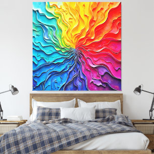 Strukturierte Regenbogen-Swirlarbeit Leinwanddruck