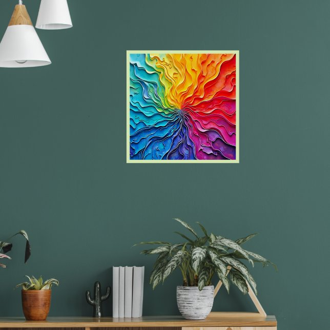 Strukturierte Regenbogen-Swirlkunst Poster (Wohnzimmer 1)