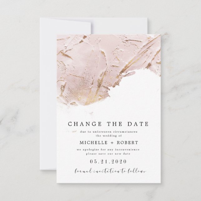 strukturierte Rose Gold Foto ändern Datum Einladung (Vorderseite)