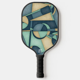 Strukturierte Türkis-Gold-Geometrische-Abstrakte-K Pickleball Schläger
