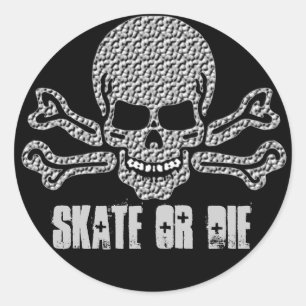 strukturierter Totenkopf mit gekreuzter Knochen Runder Aufkleber