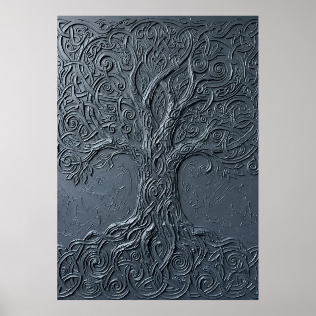 Strukturiertes Baum-des-Lebens-Design Poster (Vorne)