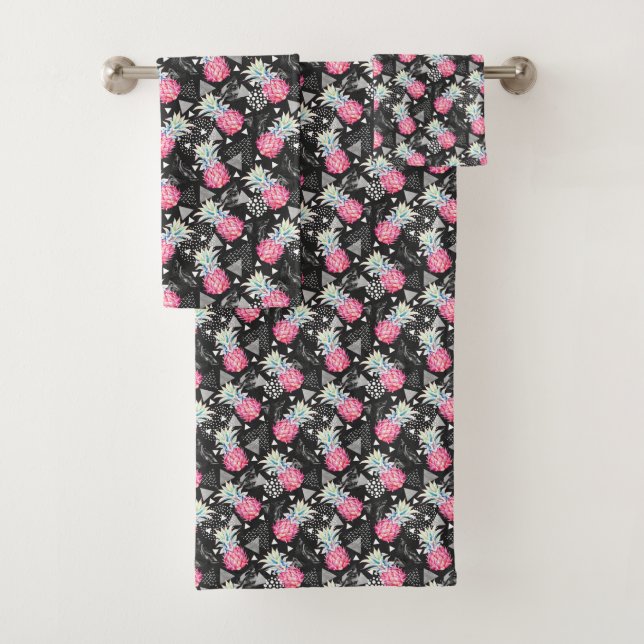 Strukturiertes Dreieck-Ananas-Muster Badhandtuch Set (Insitu)