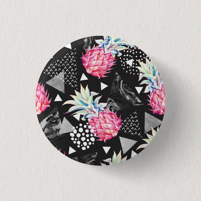 Strukturiertes Dreieck-Ananas-Muster Button (Vorderseite)