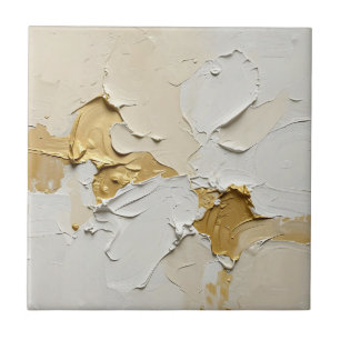 Strukturiertes Gold-Impasto-Abstrakt Neutral Fliese