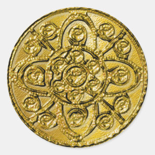 Strukturiertes Gold mit Filigran geschmückt Runder Aufkleber