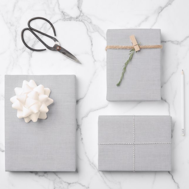 Strukturiertes Hellgrau Geschenkpapier Set (Vorderseite)