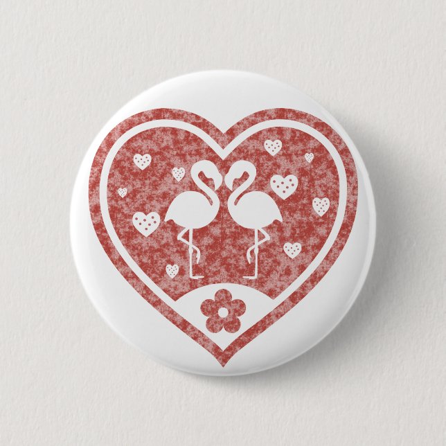 Strukturiertes Herz Flamingo Liebe Button (Vorderseite)