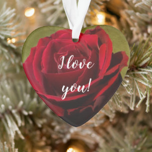 Strukturiertes rotes Rosen-Acrylnmament Ornament