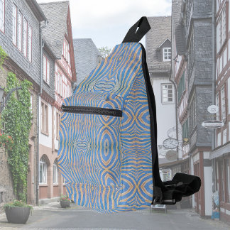 Strukturiertes, symmetrisches blau-goldenes Zebram Crossbody Bag