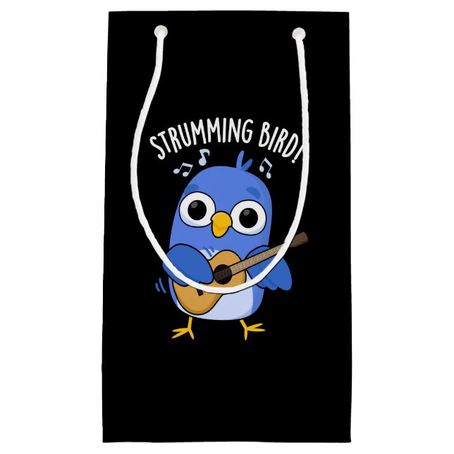 Strumming Bird Funny Animal Pub Dark BG Kleine Geschenktüte (Vorderseite)
