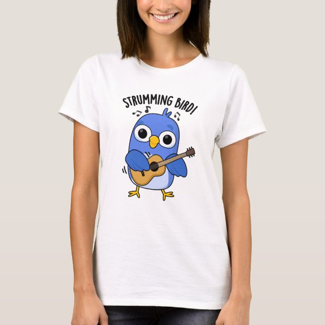 Strumming Bird Funny Animal Puff T-Shirt (Vorderseite)