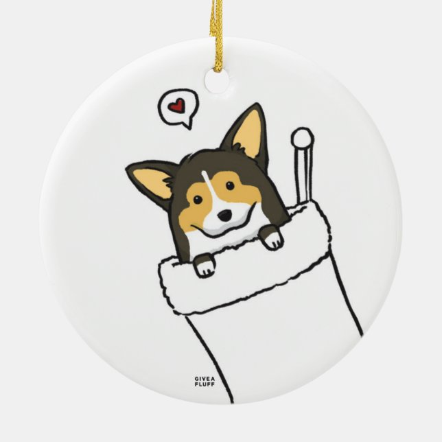 Strumpf Corgs Keramik Ornament (Hinten)