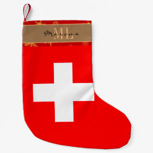 Strumpf der Schweizer Flagge, Schweiz, Monogramm Kleiner Weihnachtsstrumpf