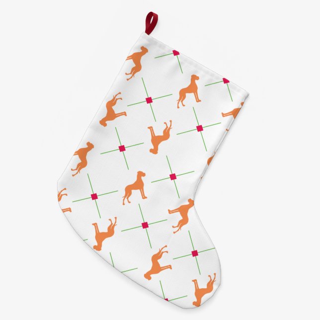Strumpf French Bulldog Pattern Großer Weihnachtsstrumpf (Vorderansicht (hängend))
