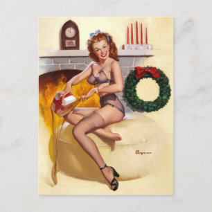 Strumpf-Füller Pin Up Postkarte