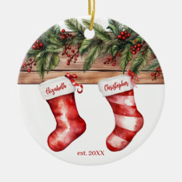 Strumpf für den Verlobten Ersten Weihnachtsnamen m Keramik Ornament