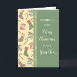 Strumpf & Geschenke Grandson Frohe Weihnachten Karte<br><div class="desc">Frohe Weihnachten für Enkelkarte mit niedlichen Strümpfen,  Geschenken und Bonbons Muster und nachdenklichen Vers.</div>