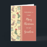 Strumpf & Geschenke Grandson Frohe Weihnachten Karte<br><div class="desc">Frohe Weihnachten für Enkelkarte mit niedlichen Strümpfen,  Geschenken und Bonbons Muster und nachdenklichen Vers.</div>