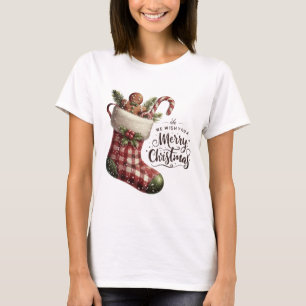 Strumpf Kariert Gingerbrei Mann Weihnachten T-Shirt